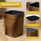 Wood Grain Plastic Trash Can Bedroom, Square 2-Pack, 3.7 Gal Farmhouse - Image 3