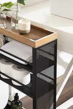Kate and Laurel Piazza Decorative Slim Storage Cart, Natural Wood and Black - Image 7