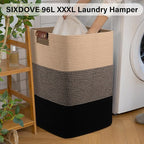 Laundry Hamper 96L Extra Large Laundry Basket, Woven Blanket Basket, Cotton - Image 2