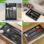 Small Wooden Silverware Organizer Tray Narrow Kitchen Drawer Dividers Utensil - Image 2