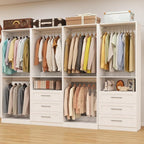 Closet System with 4 Sets, 8FT Closet Organizer Systems with 6 Wooden Drawers & by Dooloric