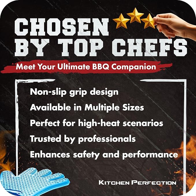KITCHEN PERFECTION S Silicone Smoker Oven Gloves -Extreme Heat Resistant BBQ - Image 6