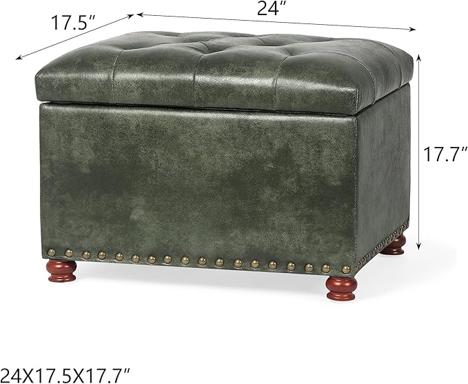 Joveco Storage Ottoman Rectangular Tufted Upholstered Ottomans - Image 3
