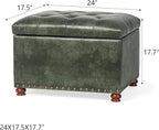 24'' Leather Ottoman with Storage Rectangle Foot Rest Ottomans Stool - Image 3