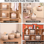 11 Inch Cube Storage Bins, Storage Cube Organizer Bins, Woven Cotton Rope - Image 4