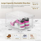 Mitees 10 Pack XX Large Thicken Sturdy Hard Plastic Clear Stackable Shoe - Image 4