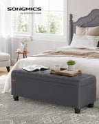 SONGMICS Storage Ottoman, Storage Bench, Tufted Entryway Bedroom Bench - Image 2