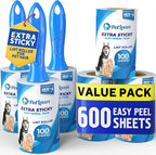 PetLovers Extra Sticky Lint Roller Mega Value Set 600 Sheets by PetLovers