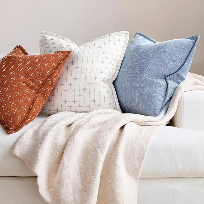 ZWJD Pillow Covers 24x24 Set of 2 Soft Polyester Textured Pillow Covers - Image 6
