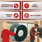 XFasten Self Fusing Silicone Tape Waterproof – 1" x 36 Feet Black, Self - Image 3