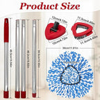 Spin Mop Handle, Mop Heads Replacements, Scrubber Mop Head and Mop Base Combo - Image 3