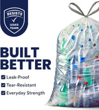 Plasticplace 32-33 Gallon Recycling Bags │ 0.9 Mil │ Clear Drawstring Garbage - Image 2