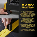 BLACK & YELLOW, 4-Tier Heavy Duty Plastic Storage Shelving Unit, 200lbs/shelf - Image 6