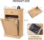 Tilt Out Laundry Hamper Cabinet, 10 Gallon Farmhouse Trash Can Cabinet - Image 2