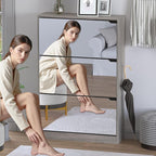 Shoe Cabinet with 3-Flip Mirror Drawers, Freestanding Shoe Rack Organizer with - Image 3