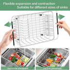 Large Sink Dish Drying Rack, Expandable 304 Stainless Steel Metal Dish Drainer - Image 6