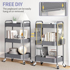 TOOLF 3 Tier Rolling Cart Storage Organizer, Metal Rolling Utility Cart - Image 3