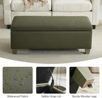 41" Faux Leather Storage Ottoman, Stitch Tufted Rectangle Upholstered End of - Image 5