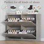 Shoe Cabinet with 4 Flip Drawers, Narrow Hidden Shoe Storage Cabinet, Slim - Image 4