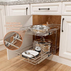 ROOMTEC Individual Pull Out Cabinet Organizer, 2 Tier Spice Rack Organizer - Image 5