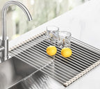 Tomorotec 17.7" x 15.5" Roll Up Dish Drying Rack Over Sink Drying Rack Sink - Image 9