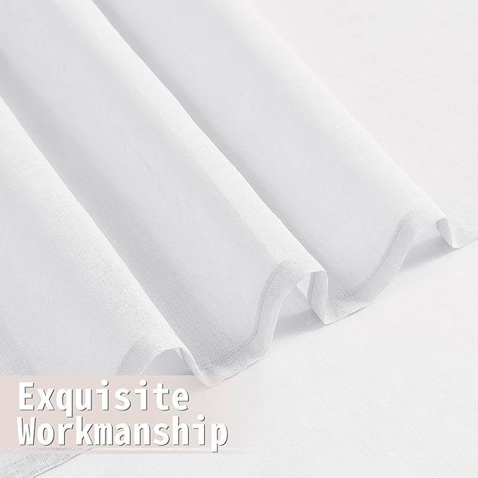 Tollpiz Sheer Door Curtains Closet Linen Textured Curtains Sheer Doorway Light - Image 8