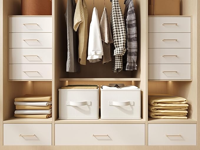 3 Pack Fabric Storage Bins for Shelves | 16.25x12x10in Closet | Collapsible - Image 9