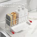 Kitchen Sink Sponge Holder, 304 Stainless Steel Soap Dispenser Caddy Organize - Image 4