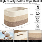 Storage Baskets for Organizing & Shelves, Woven Cotton Rope Organization Bins - Image 3