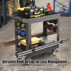 Large Garage Plastic Utility Cart, Heavy Duty 2 Shelf Tool Cart Service Cart - Image 5