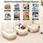 Large Storage Baskets for Organizing Shelves, Woven Cotton Rope Bins for Baby - Image 4