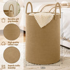 Laundry Basket, Woven Cotton Rope Laundry Hamper, 100L - Image 6