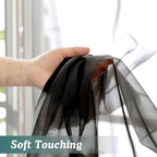 Chyhomenyc Extra Long Black Sheer Curtains 120 Inches Long 2 Panels, Light - Image 8