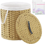 Laundry Hamper with Lid Wicker Laundry Hamper Round 26.5 Gal Laundry Basket by SETVSON