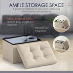 Ornavo Home Small Storage Ottoman Foldable Collapsible Rectangle Linen Ottoman - Image 3