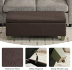 41" Faux Leather Storage Ottoman, Stitch Tufted Rectangle Upholstered End of - Image 5