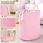 Woven Laundry Basket for Clothes, 65L Large Rectangle Laundry Hampers, Nursery - Image 3
