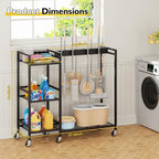 Broom Holder with Cleaning Supplies Organizer, Movable Broom Closet Storage - Image 2