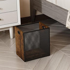 Retro Office Trash Can, Iron and Wood Combination Bedroom Garbage Can, - Image 8