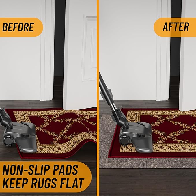Ottomanson 2' x 8' Non-Slip Rug Pad Gripper 1/4 Inch Thick Dual Surface Felt + - Image 3