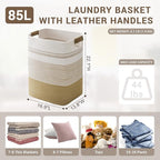 85L Tall Laundry Hamper with Handles - Image 2
