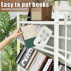 Book Carts 5 Tier 57.7x35.4x9.84 in Rolling Book Cart Large Capacity Bookshelf - Image 4