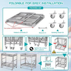 2 Shelf Rolling Cart with Wheels, 660lbs Capacity Collapsible Steel Rolling - Image 6
