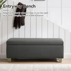 41" Faux Leather Storage Ottoman, Stitch Tufted Rectangle Upholstered End of - Image 6