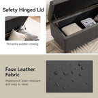 51" Faux Leather Storage Ottoman, Stitch Tufted Rectangle Upholstered End of - Image 5