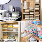 Lidded Plastic Storage Bins Set Clear Desk Basket Box Organizer Kitchen - Image 4