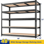 REIBII 48" W Garage Shelving Heavy Duty, 3000LBS Storage Shelves, 5-Tier - Image 2