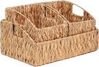 Ollieroo Natural Water Hyacinth Storage Baskets, Handwoven Wicker Storage Bins - Image 8