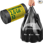 Small Trash Bags with Handles 2.6 Gallon 50 Count Black by KeenEcho