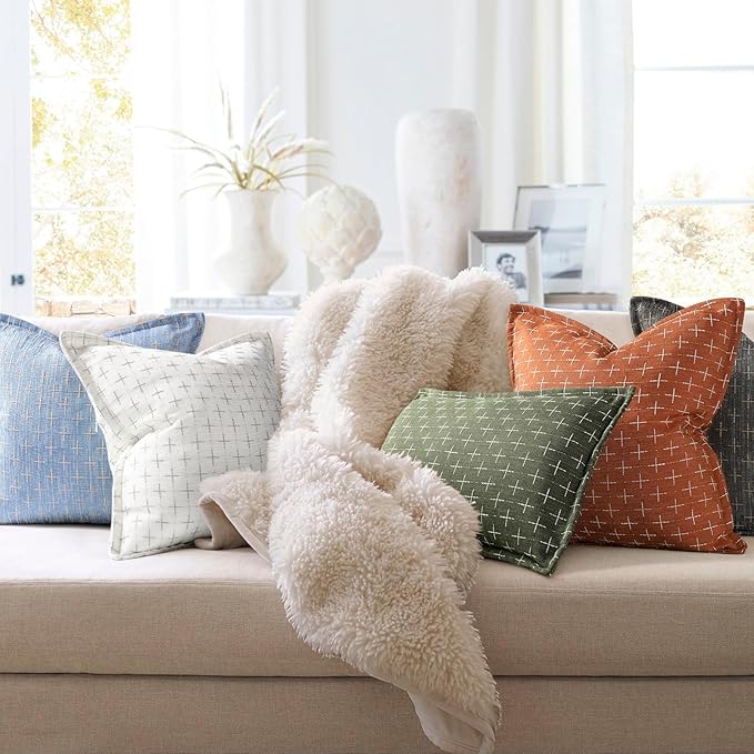 ZWJD Pillow Covers 20x20 Set of 2 Soft Polyester Textured Pillow Covers - Image 6
